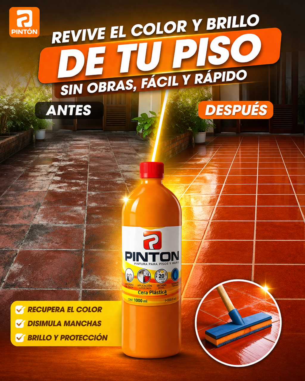 Cera plastica efecto pintura 1LT + Escobilla Aplicadora GRATIS