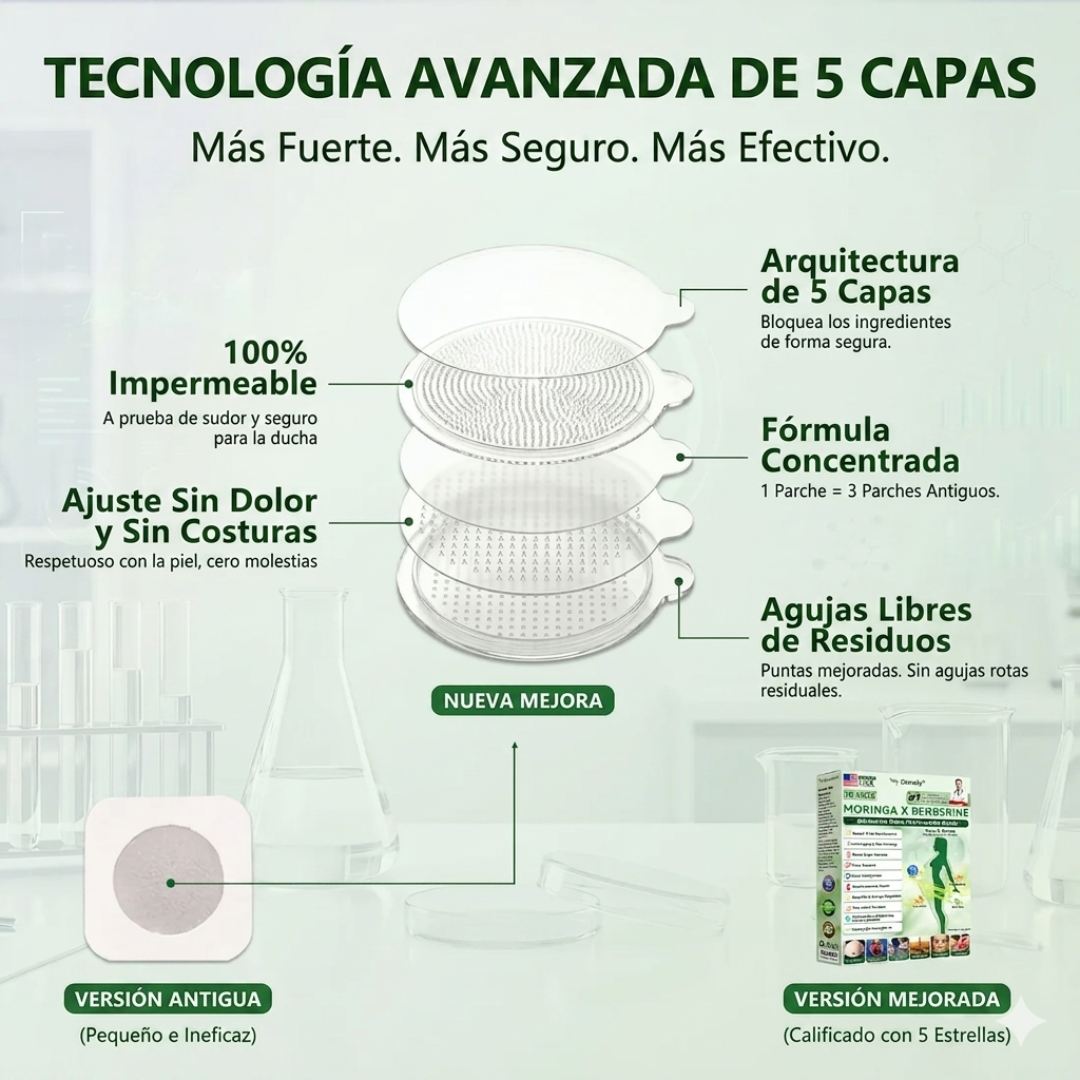 Slimoly™ - Parches de Moringa + Berberina + NAD+ para reduccion y quema de grasa, control de azucar en sangre y reduccion de antojos
