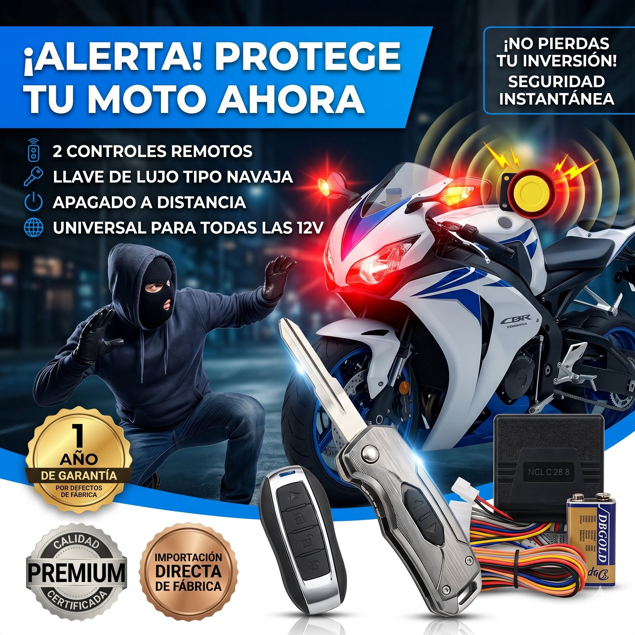 Security Pro™ - Alarma para moto con encendido a distancia