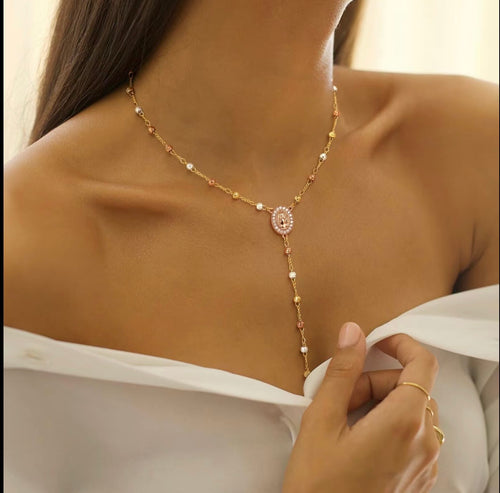 Camandula de virgen en Oro Laminado (Oro rosa, blanco y dorado)