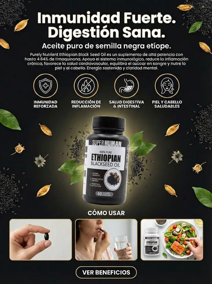 NUFLOS LABS™ – Aceite de Semilla Negra Etíope Alta Potencia (60 Capsulas)